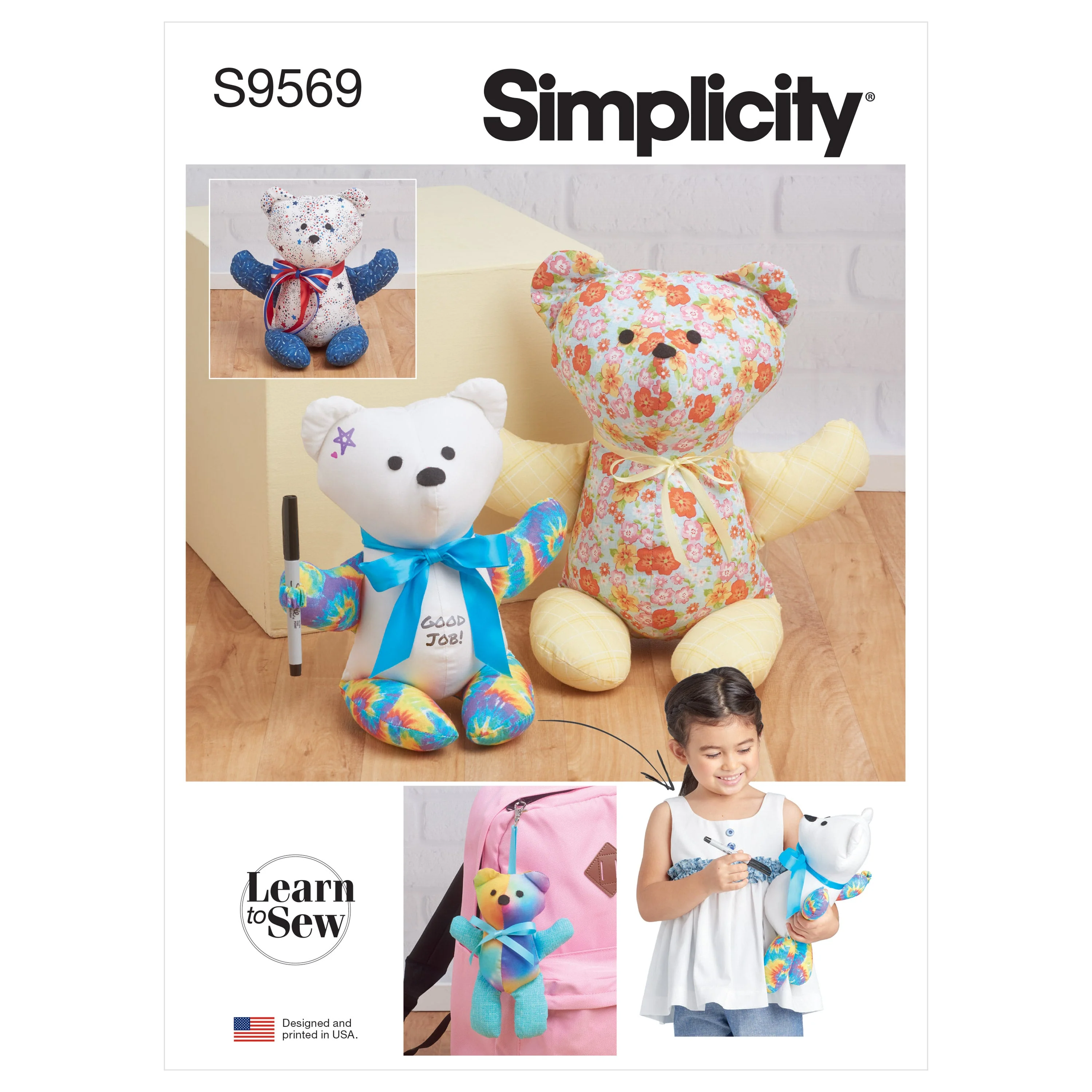 Simplicity Pattern 9569 Plush Memory Bears