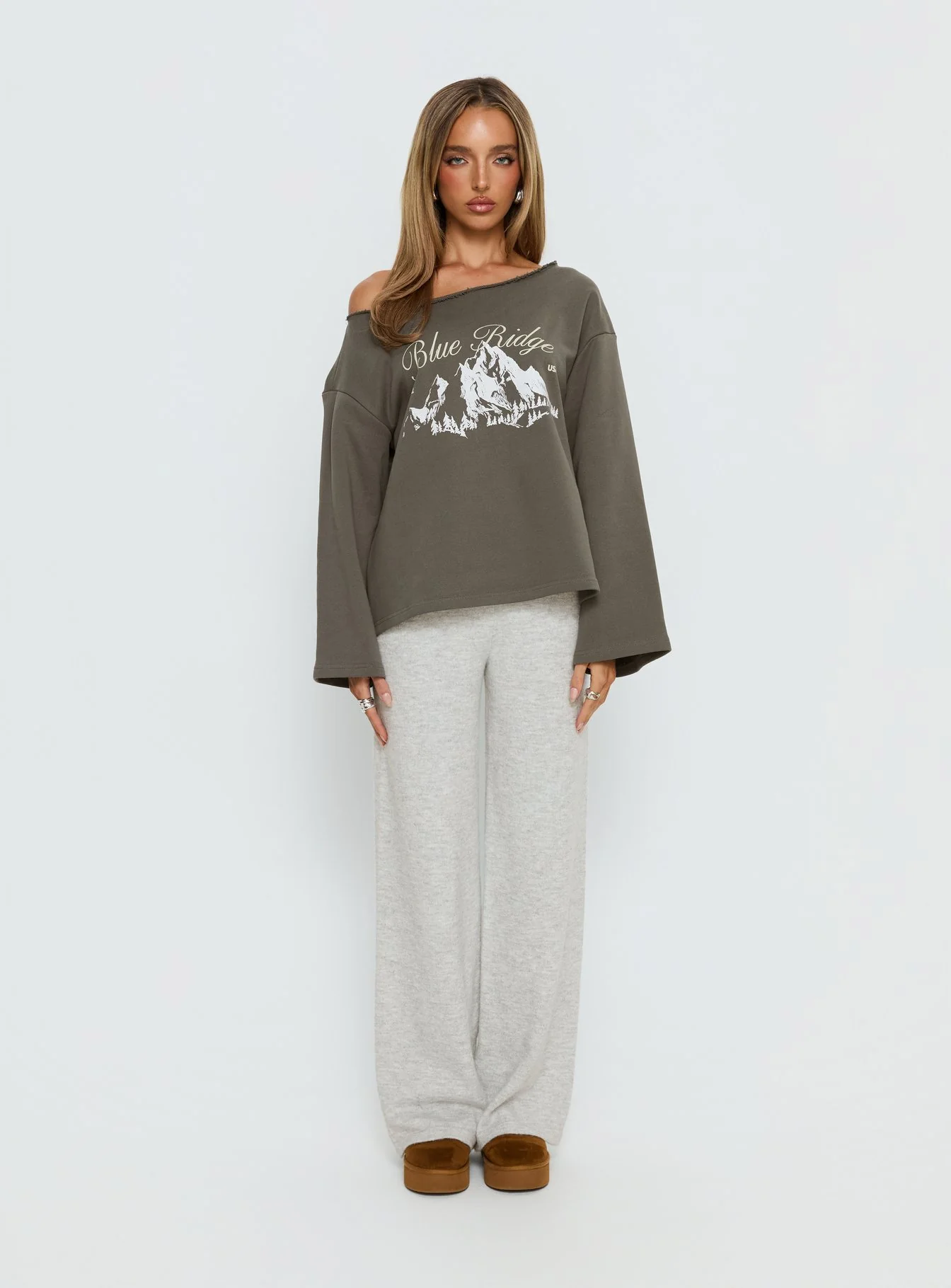 Bekki Wide Leg Knit Pant Grey Marle