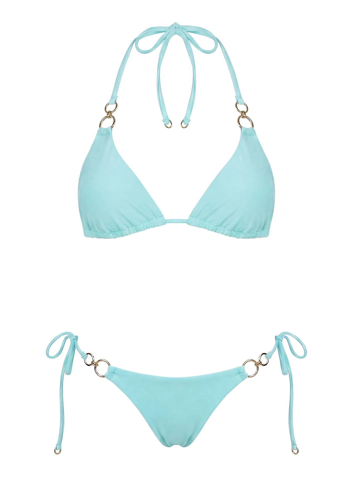 Sun Drenched Hardware Detail Bikini Top Blue