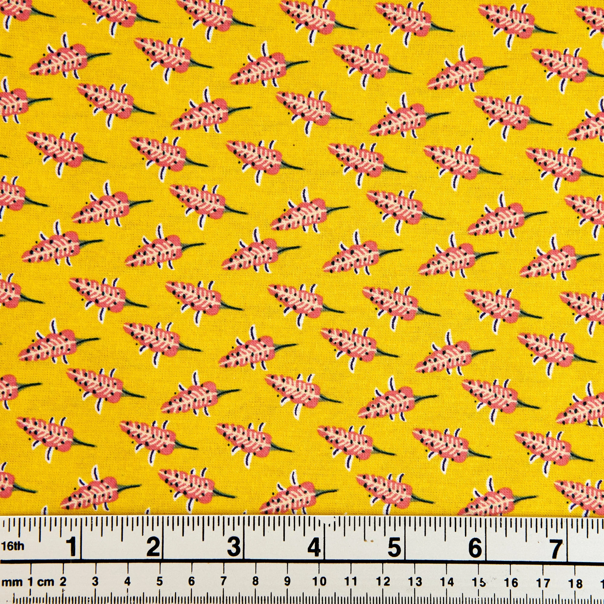 Craft Prints Fabric, Camil Plants, Pink Buds- Width 112cm