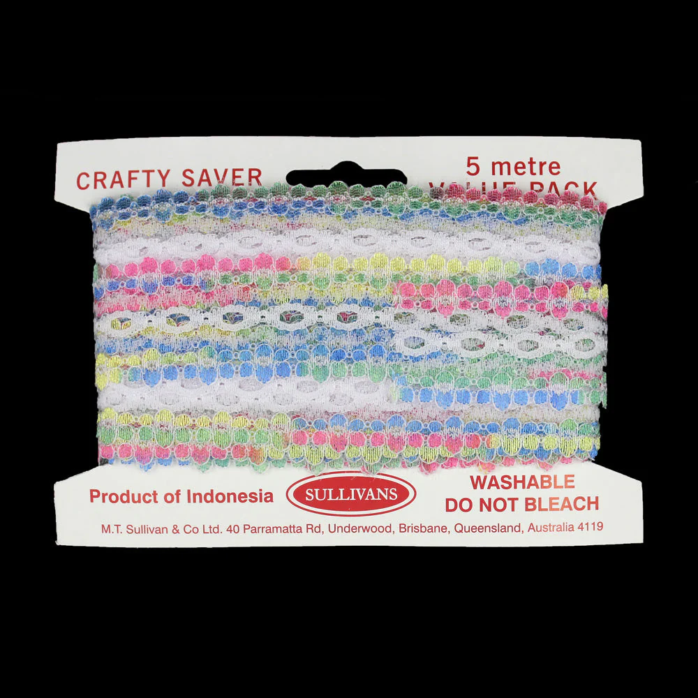 Sullivans Lace Eyelet, Multi- 25mm x 5m