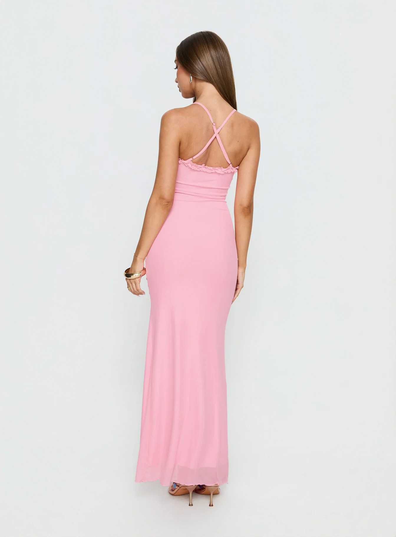 Soulina Ruched Maxi Dress Pink