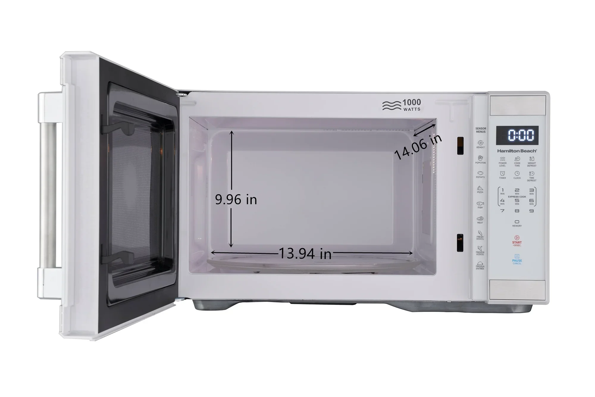 Hamilton Beach 1.1 Cu. Ft. Microwave Oven, Countertop, Black and Stainless Steel