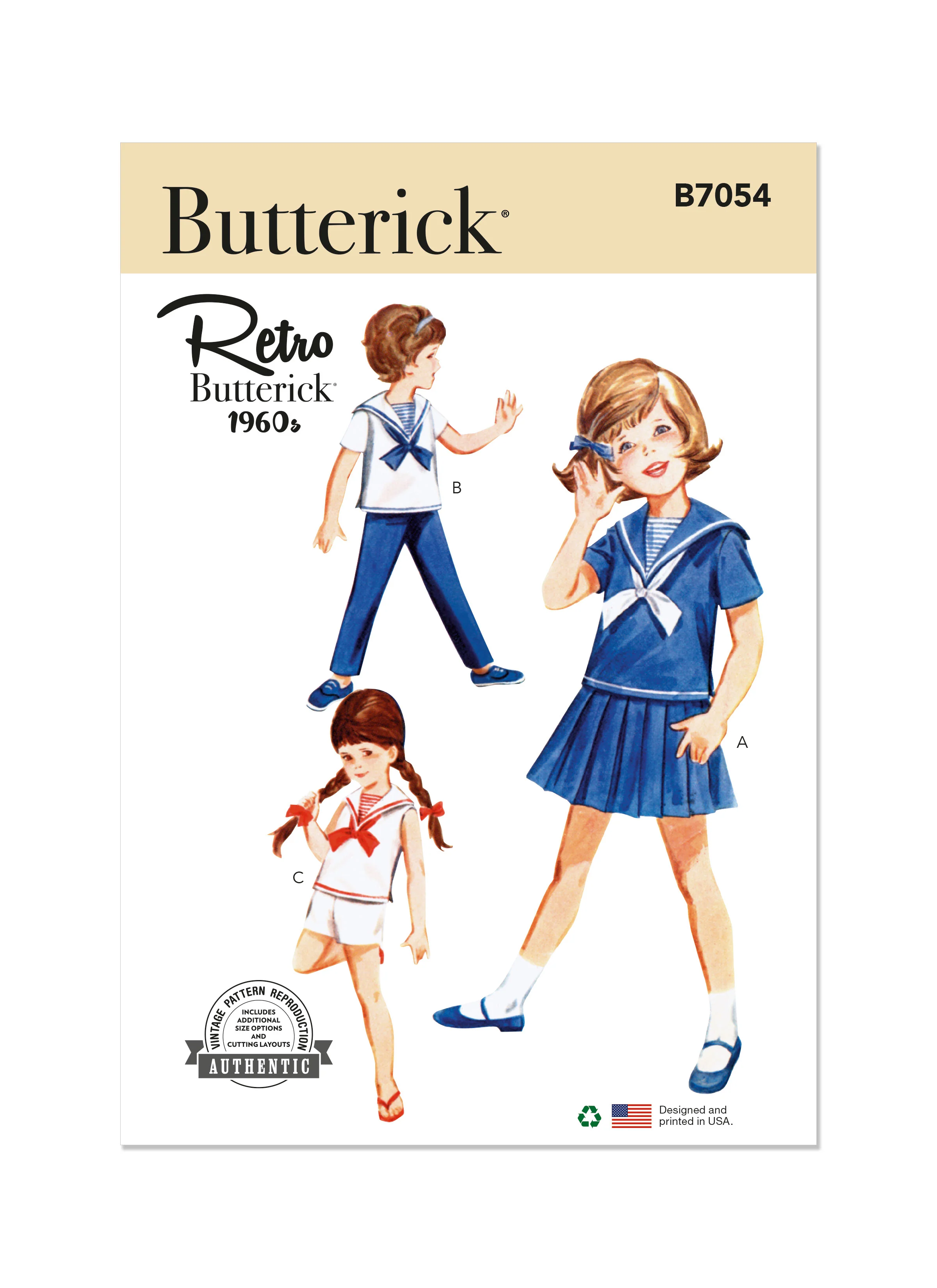 Butterick Pattern B7054 1960s Children