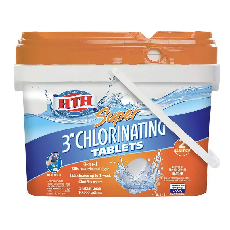 Tabletki chlorowe HTH Super 3 cale – opakowanie 11,3 kg (25 funtów) do czyszczenia basenów