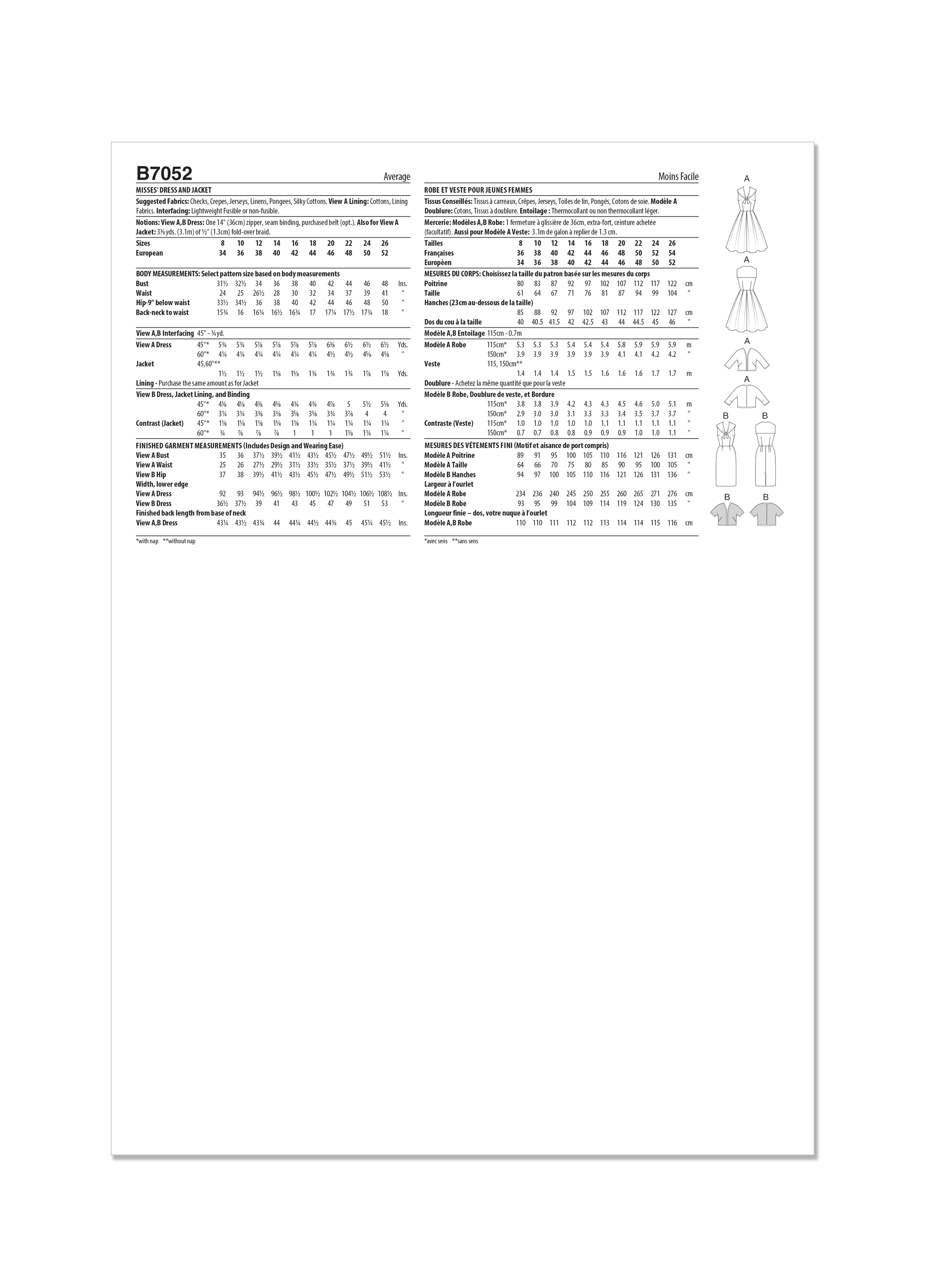 Butterick Pattern B7052 Misses' Dress