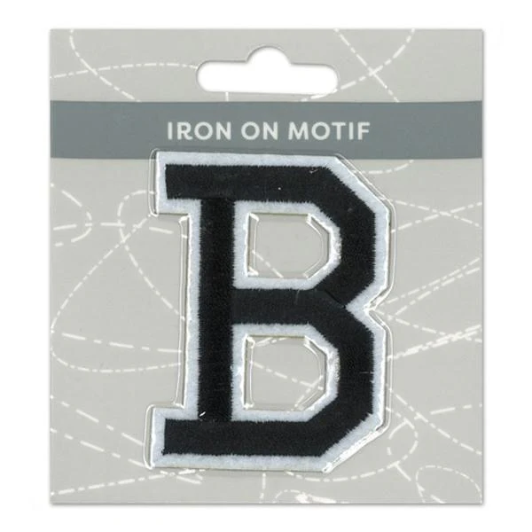 Sullivans Iron On Motif, Black B- 75mm