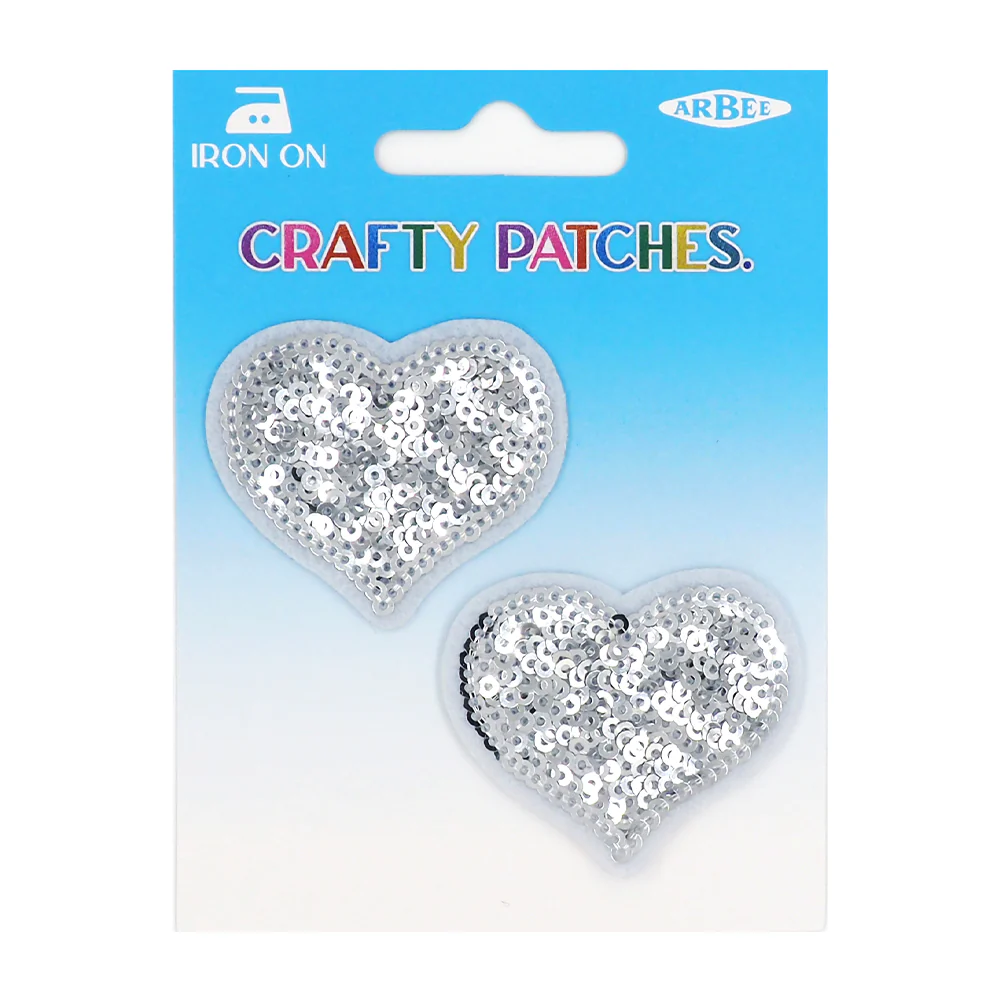 Arbee Crafty Patch, Medium Sequin Hearts- 2pc