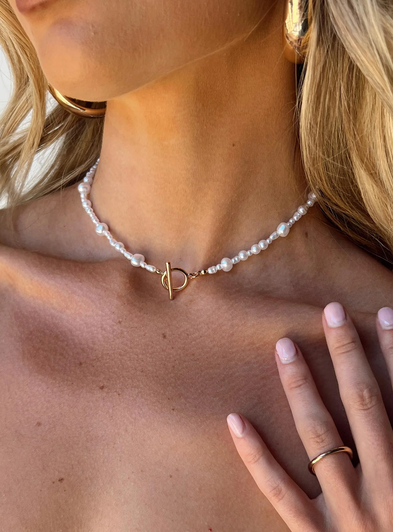 Sandford Pearl Necklace Gold