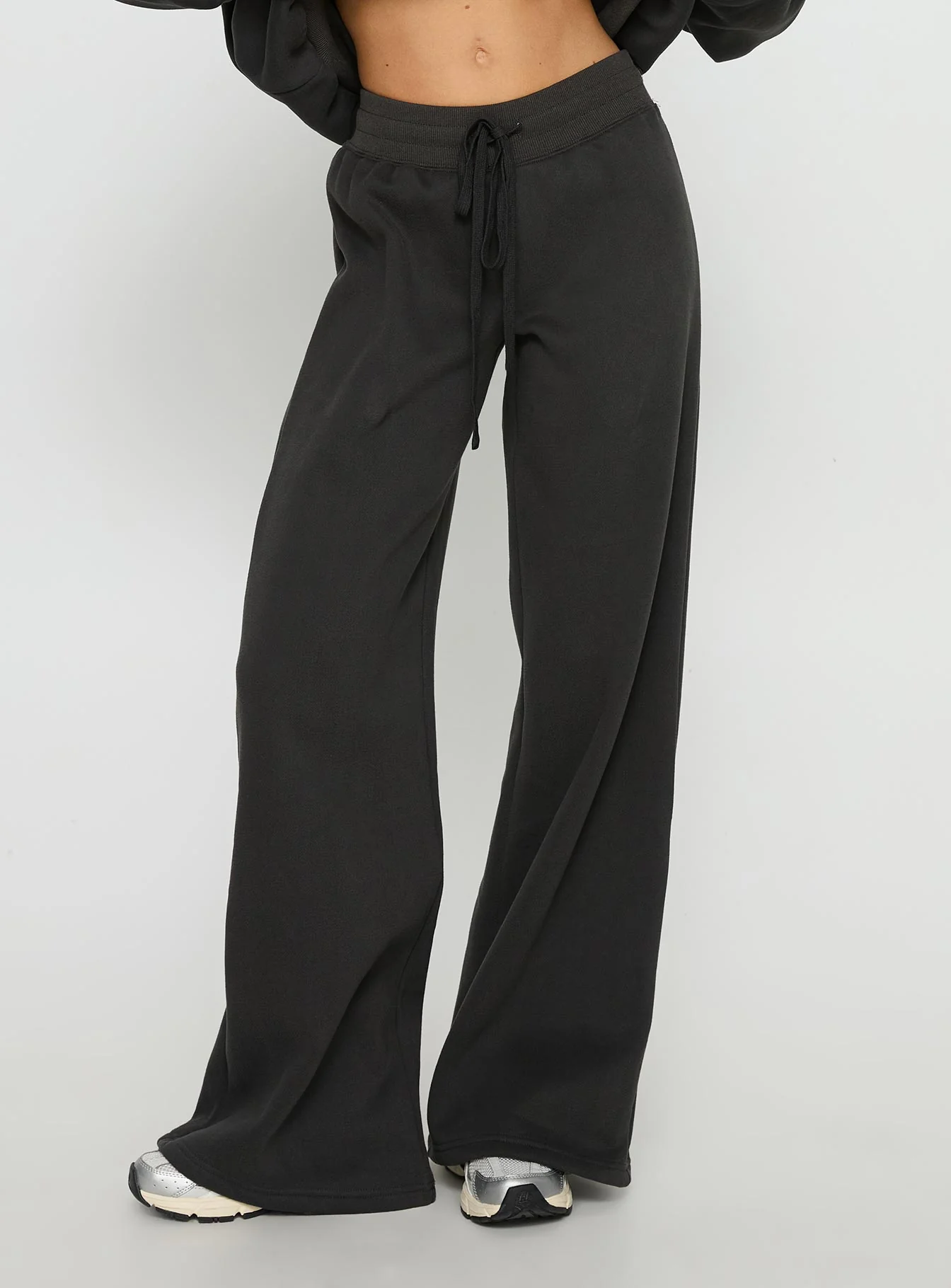 Princess Polly Stargirl Wide Leg Sweat Pants Charcoal