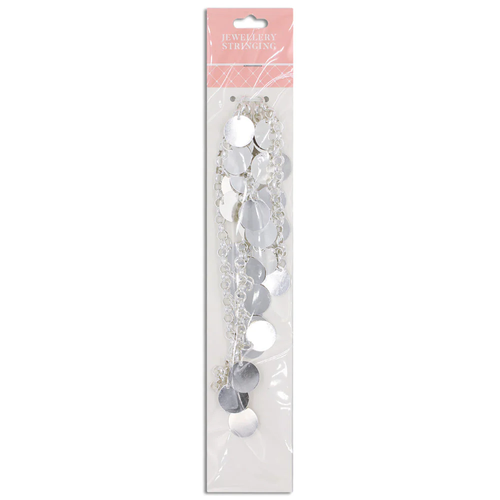 0.5m Chain with Disk Charm, Bright Silver- Sullivans