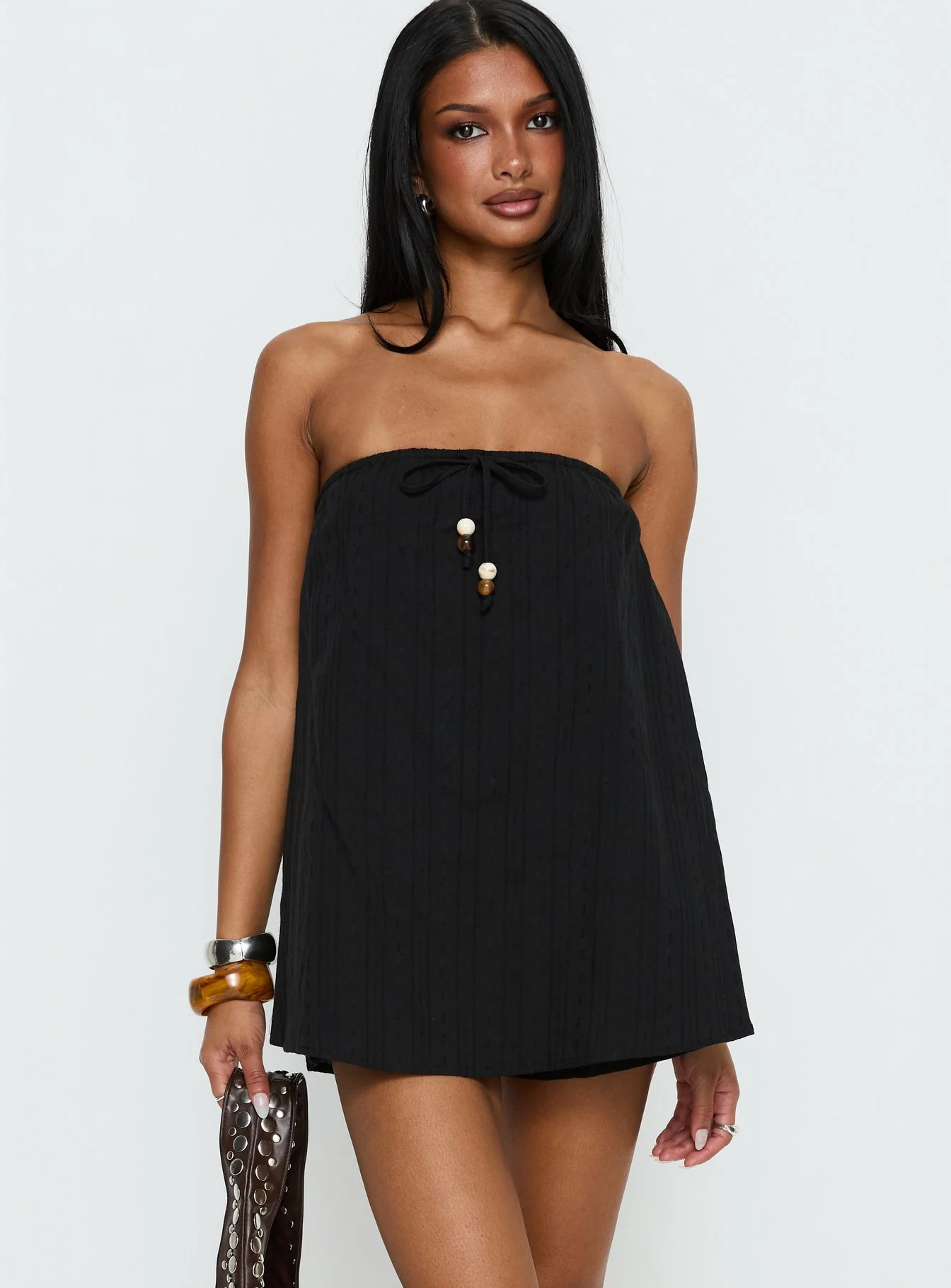 Isafelia Strapless Playsuit Black