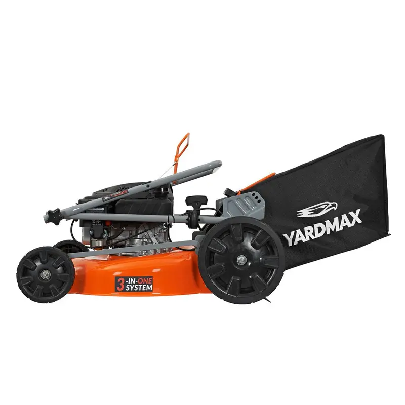 Kosiarka spalinowa YARDMAX 21 cali, 170 cm3, 3 w 1, z dużymi tylnymi kołami