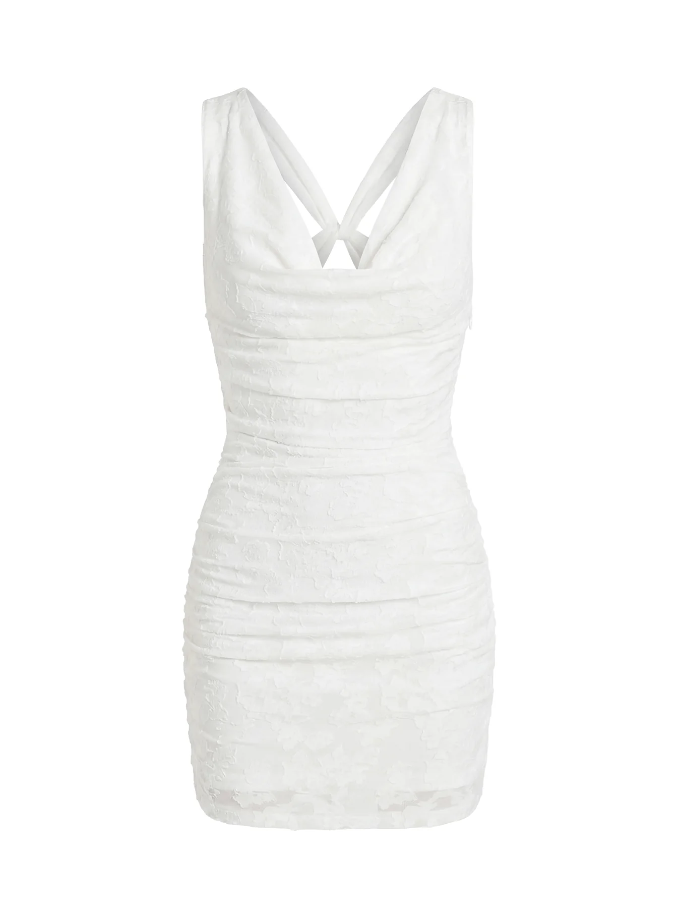 Brigetta Cowl Neck Mini Dress White