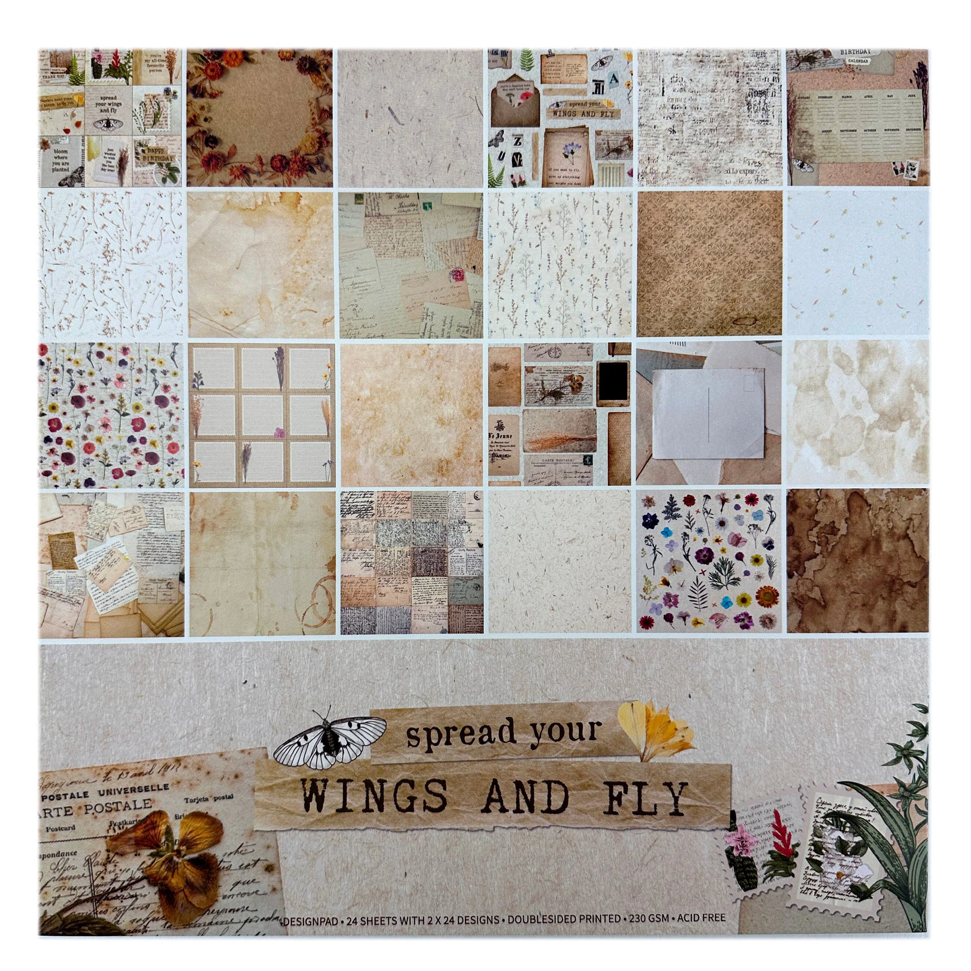 Design Pad 24 Sheets, Wings And Fly - 12x12in