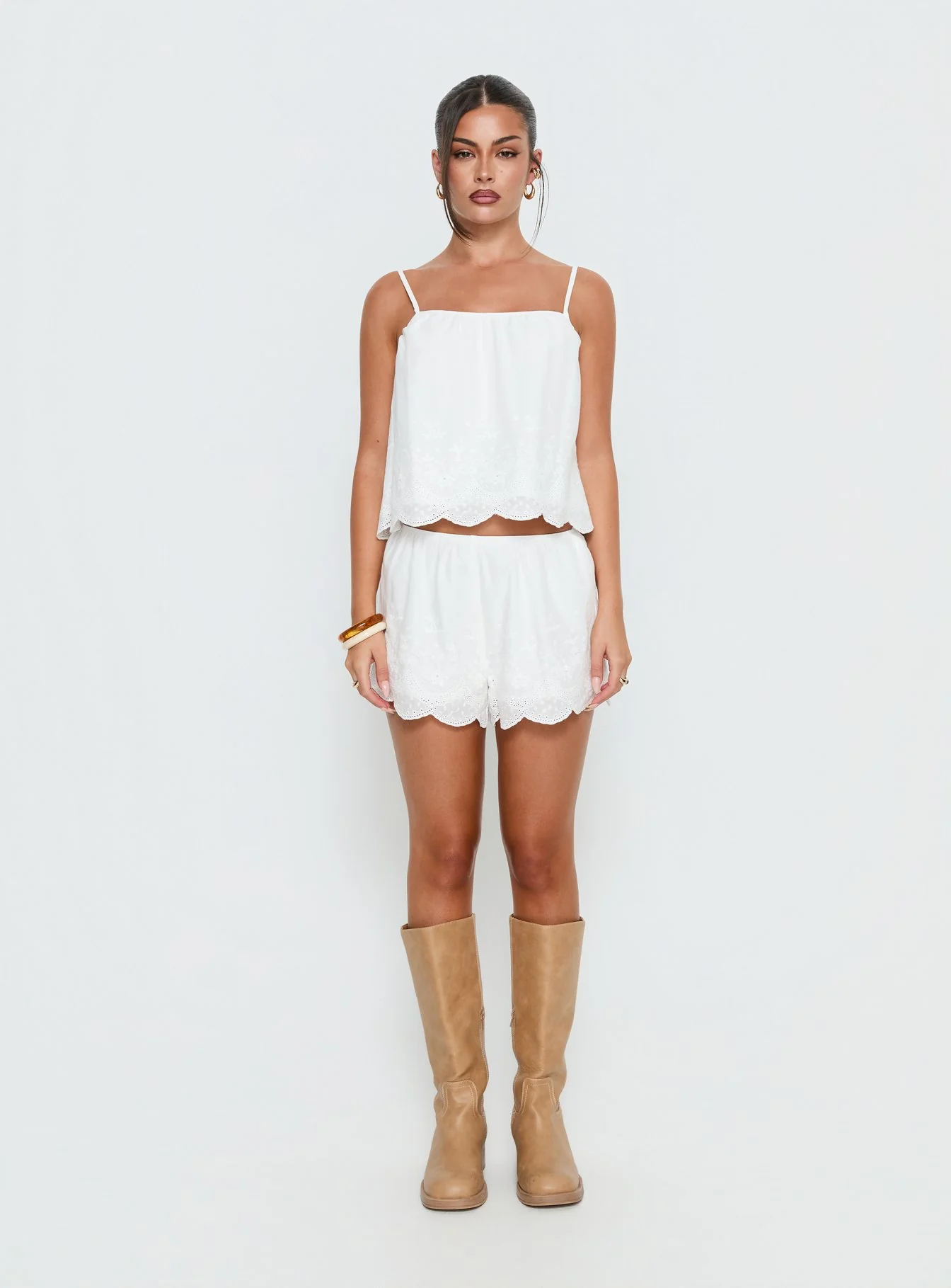 Madison Avenue Embroidered Detail Top White