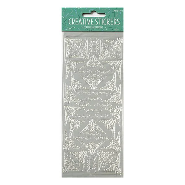 Arbee Stickers, Swirl Corners Silver