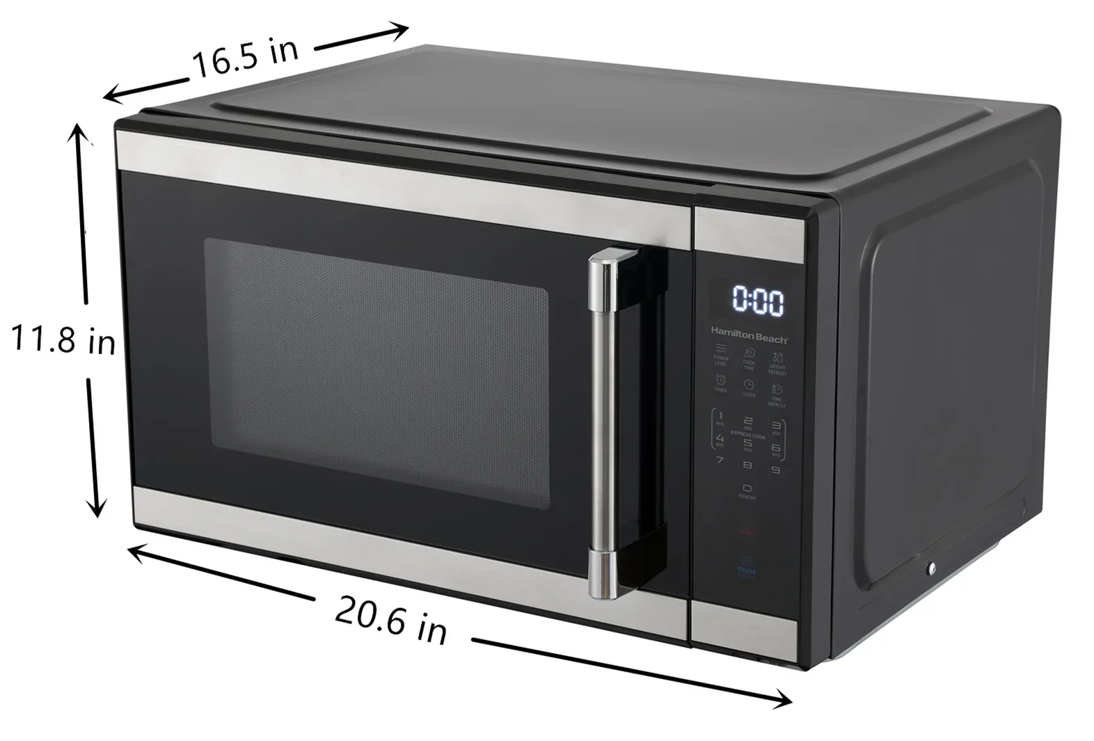Hamilton Beach 1.1 Cu. Ft. Microwave Oven, Countertop, Black and Stainless Steel