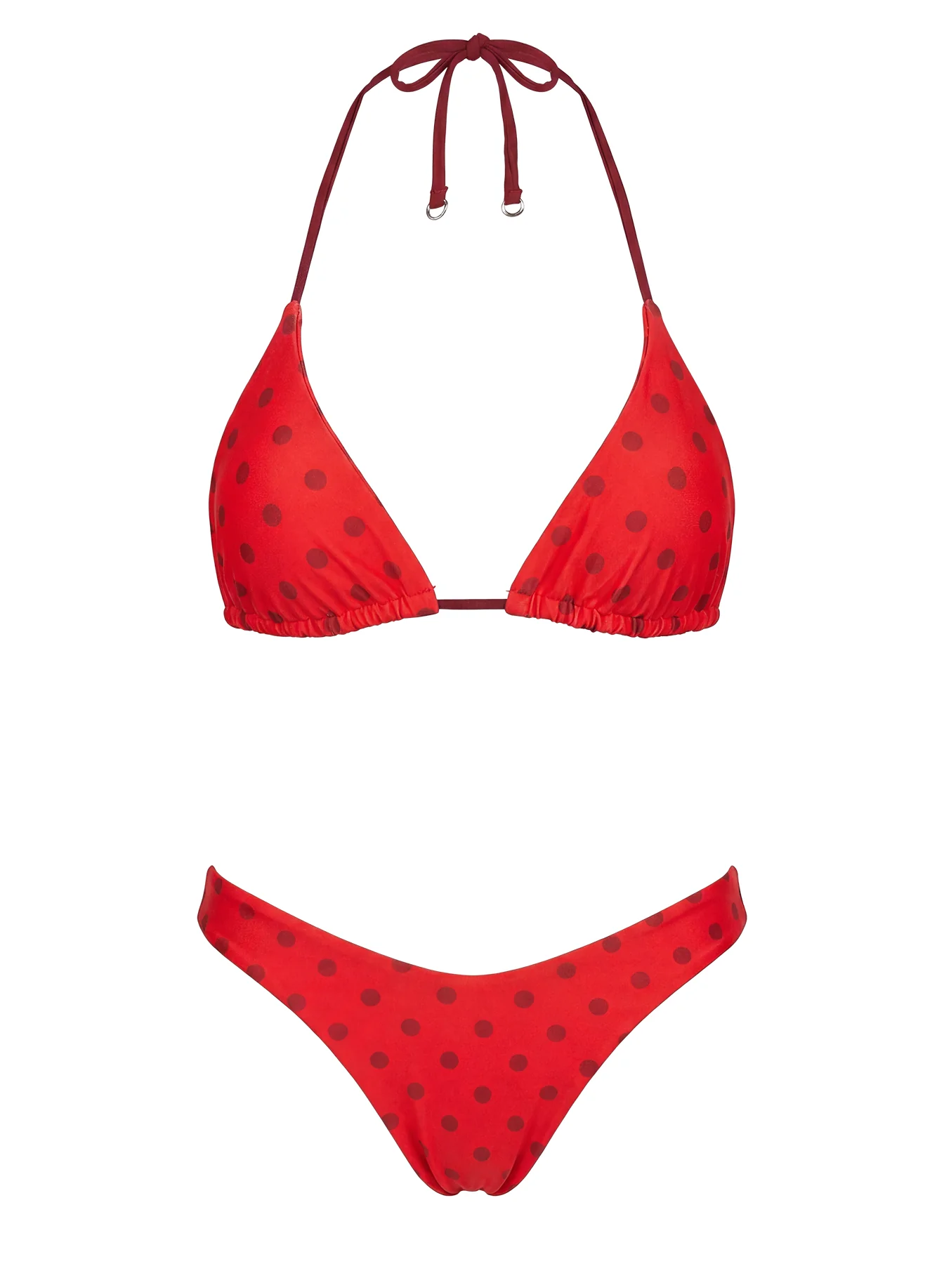 Jenner Reversible Triangle Bikini Top Red Polka