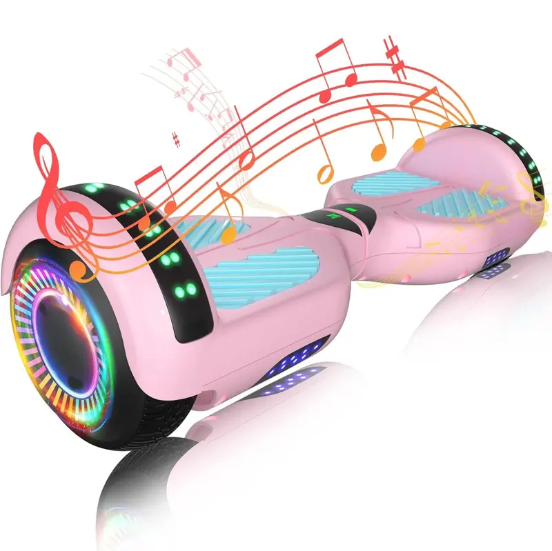 Inteligentny hoverboard z dwoma silnikami o mocy 250 W, sterowaniem za pomocą aplikacji Bluetooth i oświetleniem LED RGB.