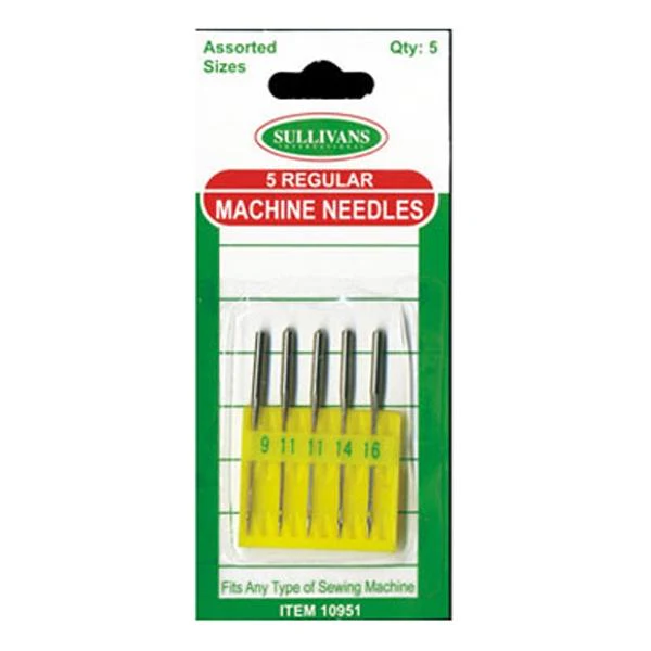 Sullivans Machine Needles Regular, Assorted- 5pk