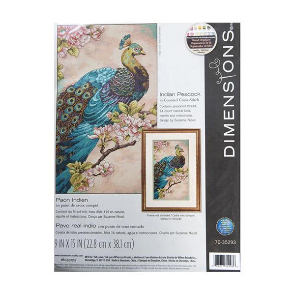 Dimensions Stitch Kit, Indian Peacock- 22.8 x 38cm