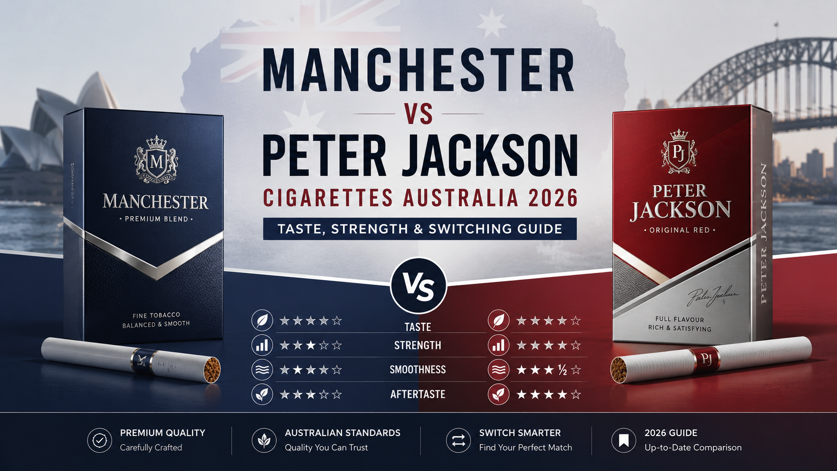 Manchester vs Peter Jackson Cigarettes Australia: Taste, Strength & Switching Guide
