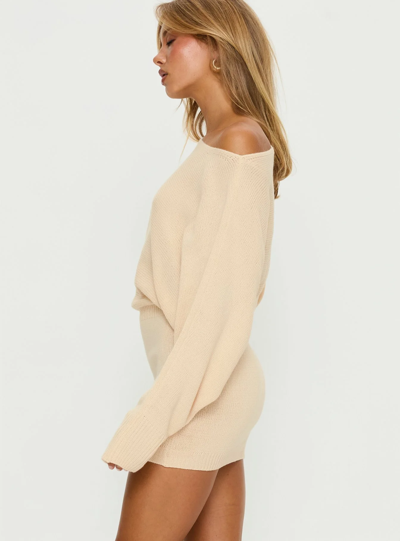 Bellamie Long Sleeve Mini Dress Cream