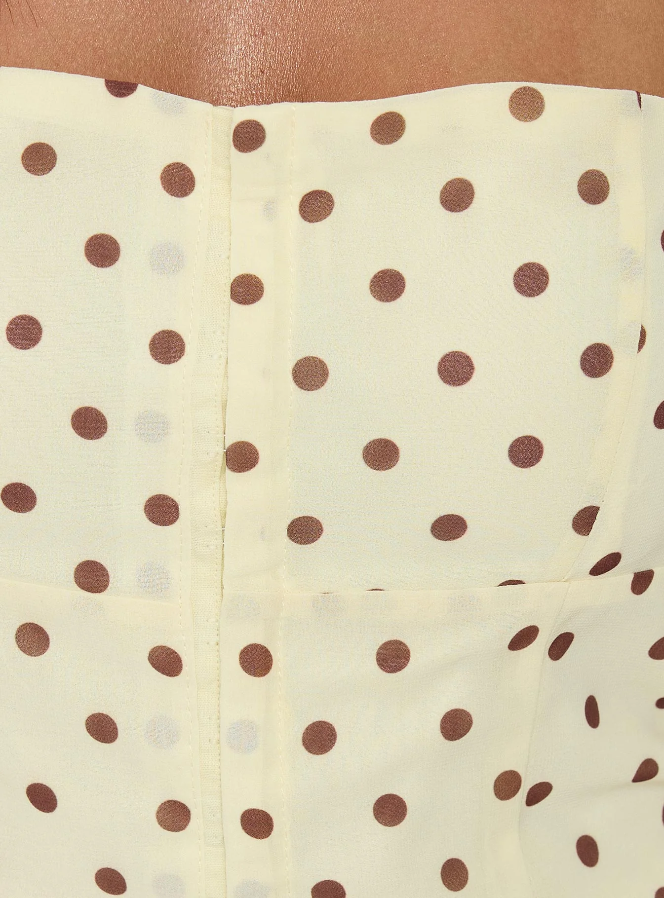 Bon Bon Tie Neck Top Yellow / Brown Polka