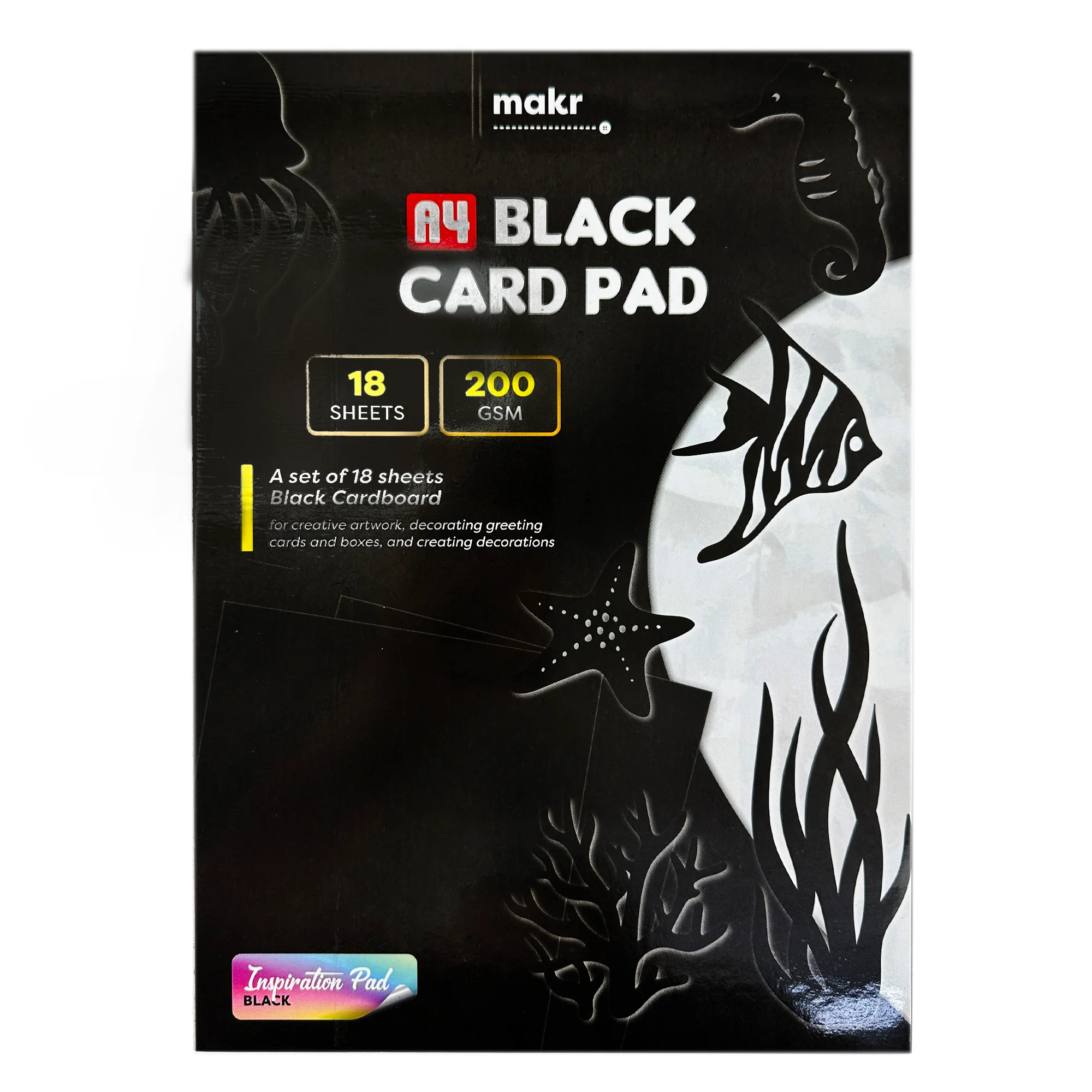 A4 Card Pad, Black- 18 Sheets