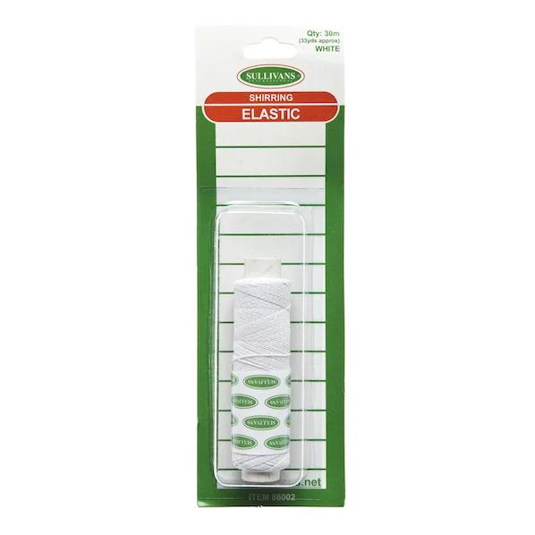 Sullivans Shirring Elastic, White- 30m
