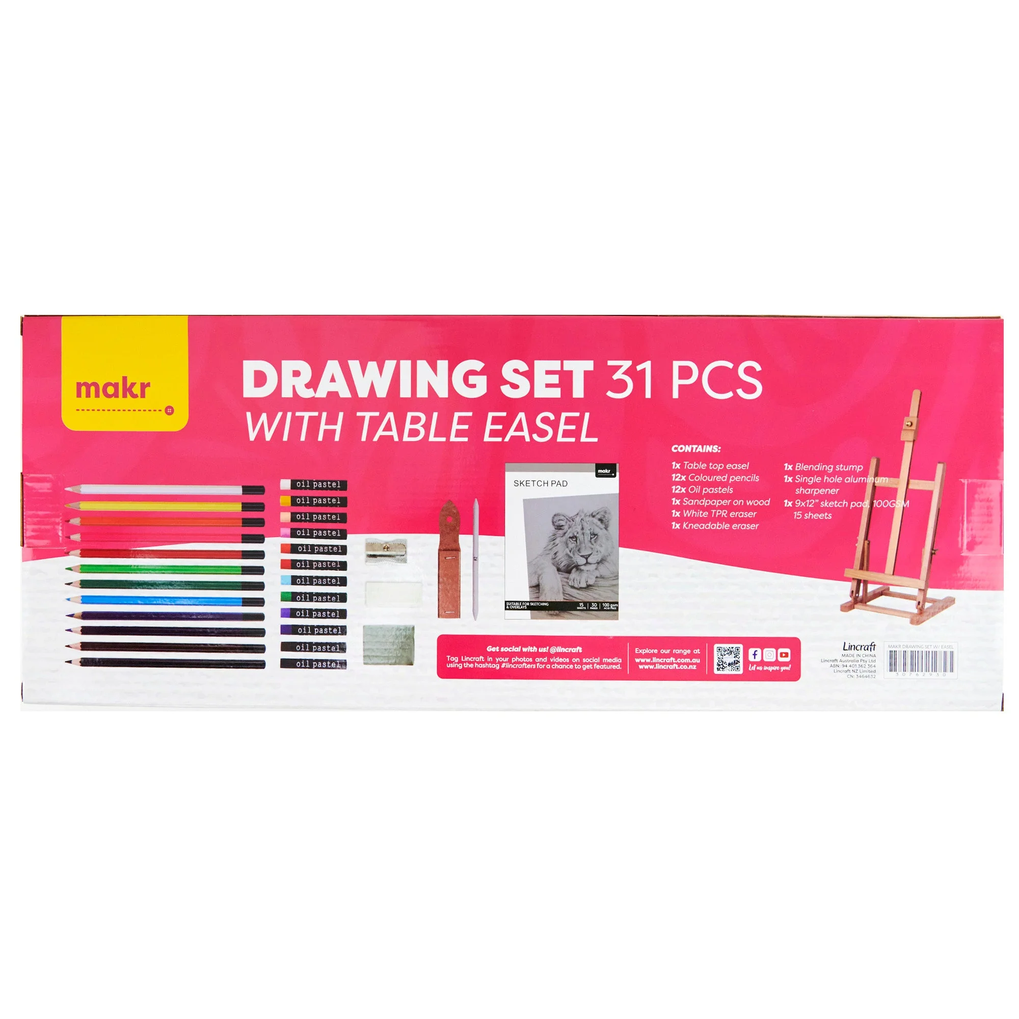 Makr I Love Art Drawing Set With Easel- 31pc