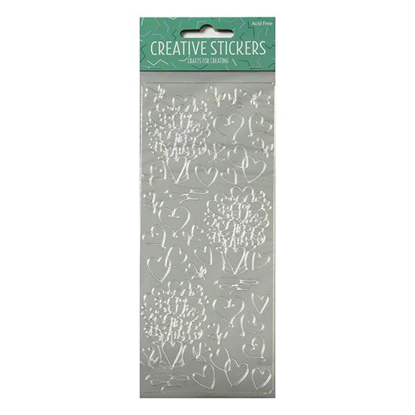 Arbee Stickers, Bouquet Hearts SIlver