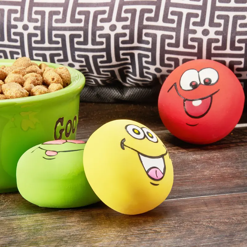 Zabawka dla psa Vibrant Life Playful Buddy Emoticon, poziom 2 do żucia, 3 sztuki