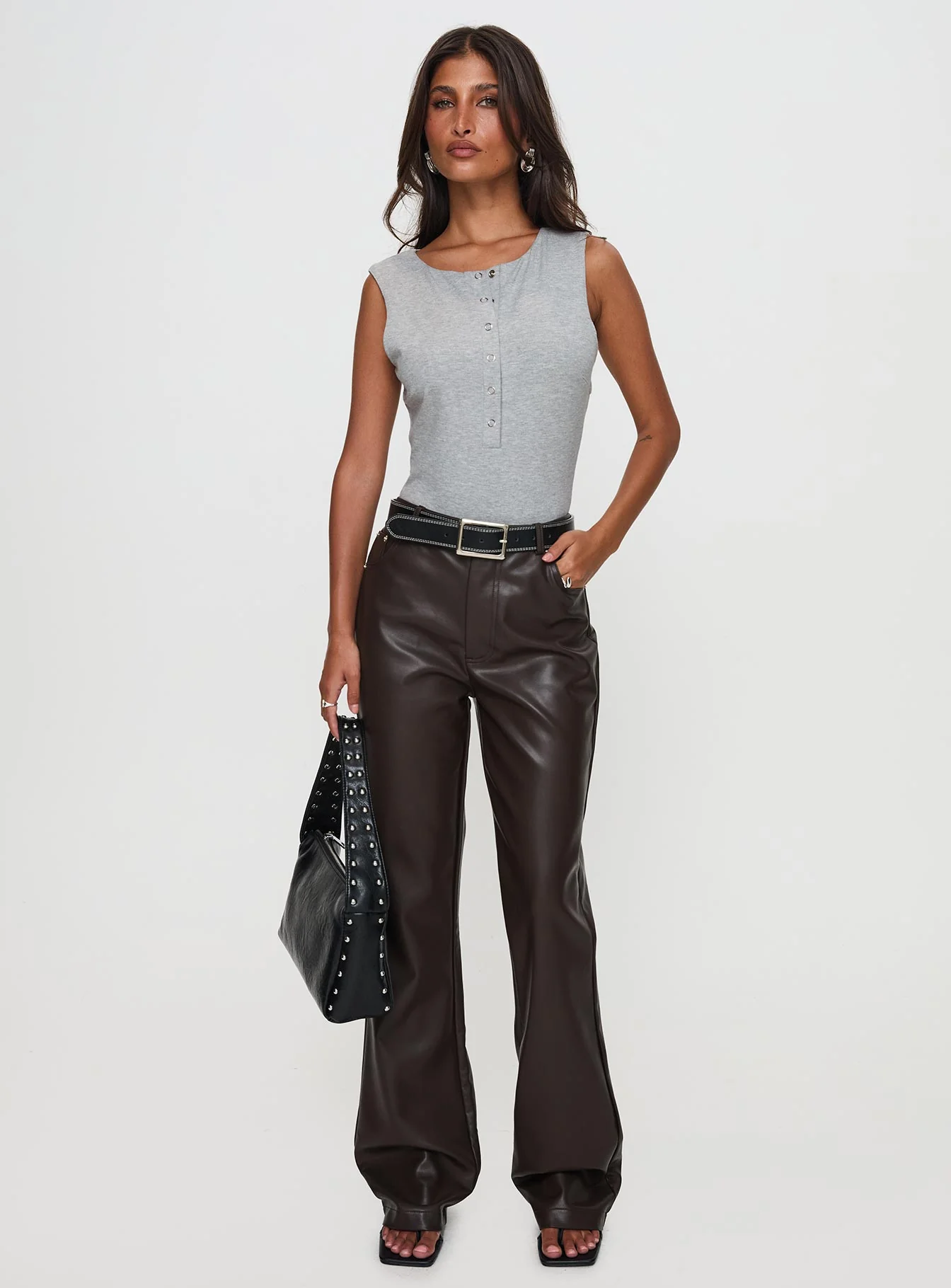 Good Impression Button Up Bodysuit Grey