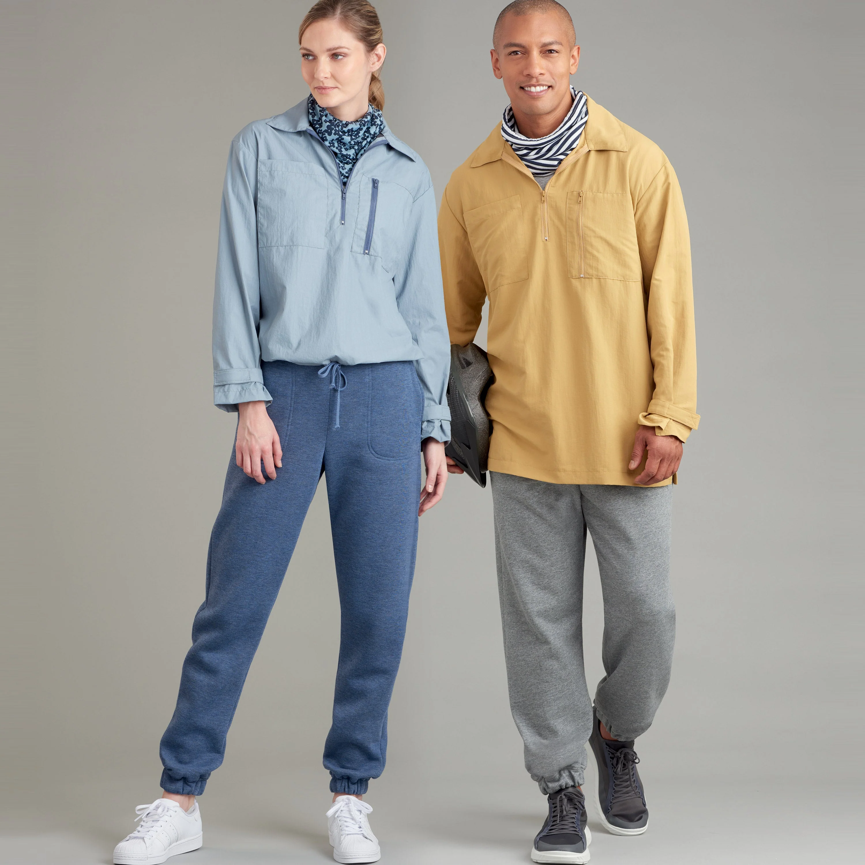 Simplicity Pattern 9278 Unisex Tops In Two Lengths, Pants & Neckpiece