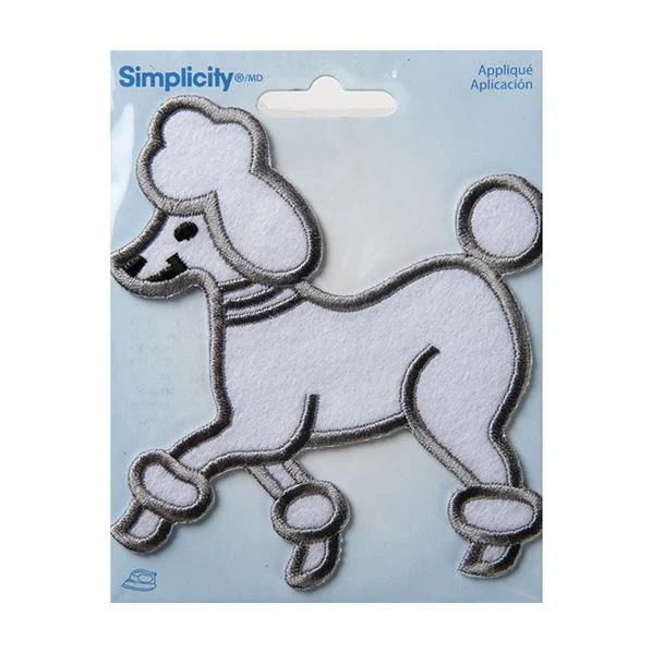 Simplicity Iron On Applique, Medium Poodle White
