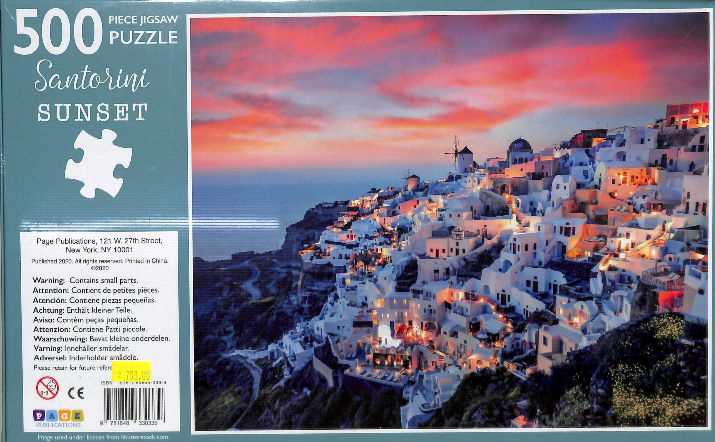500-Piece Jigsaw Puzzle, Santorini Sunset