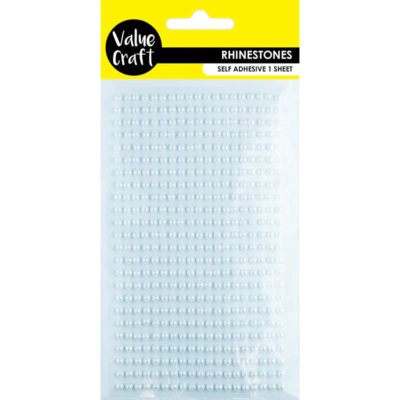 Value Craft Rhinestones Sticker, Pearls White- 3mm