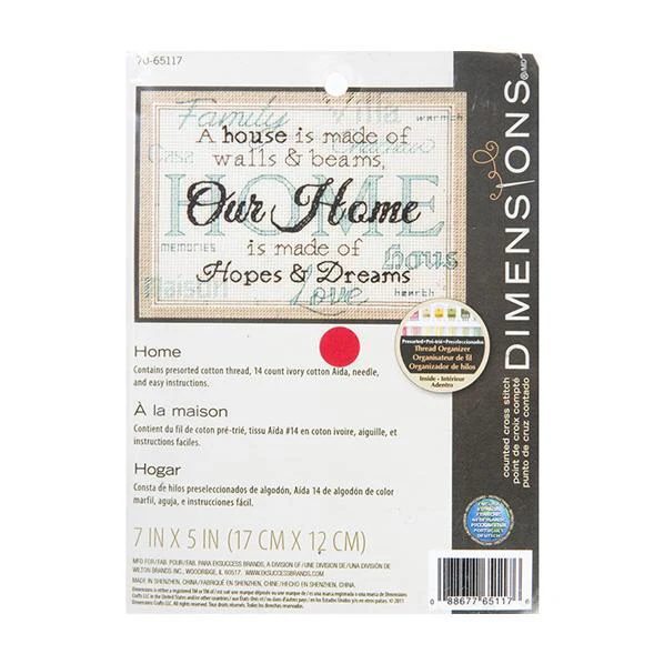 Dimensions Stitch Kit, Home- 17 x 12cm