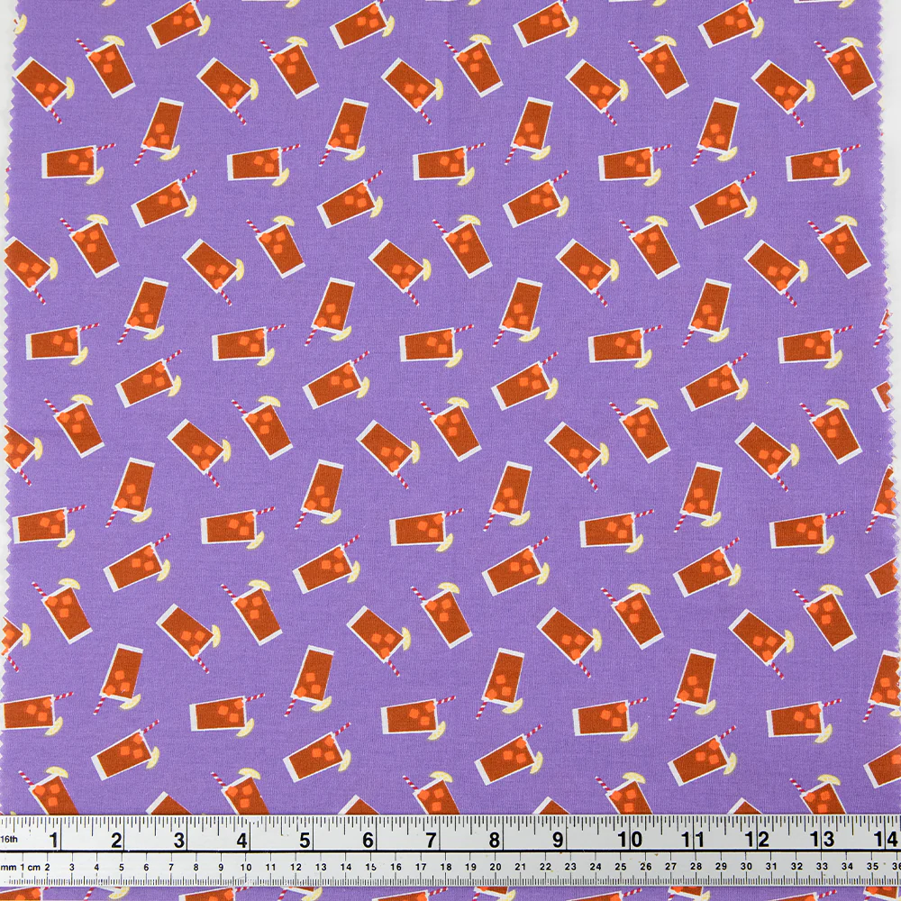 Print Craft & Quilting Fabric, Iced Tea On Purple- Width 110cm