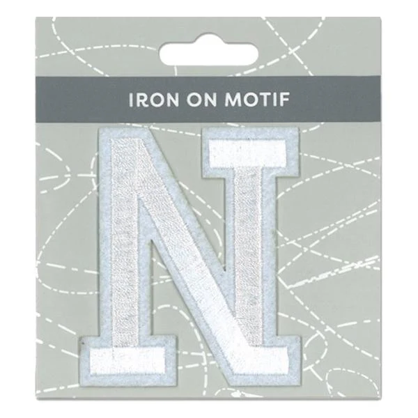 Sullivans Iron On Motif, White N- 75mm