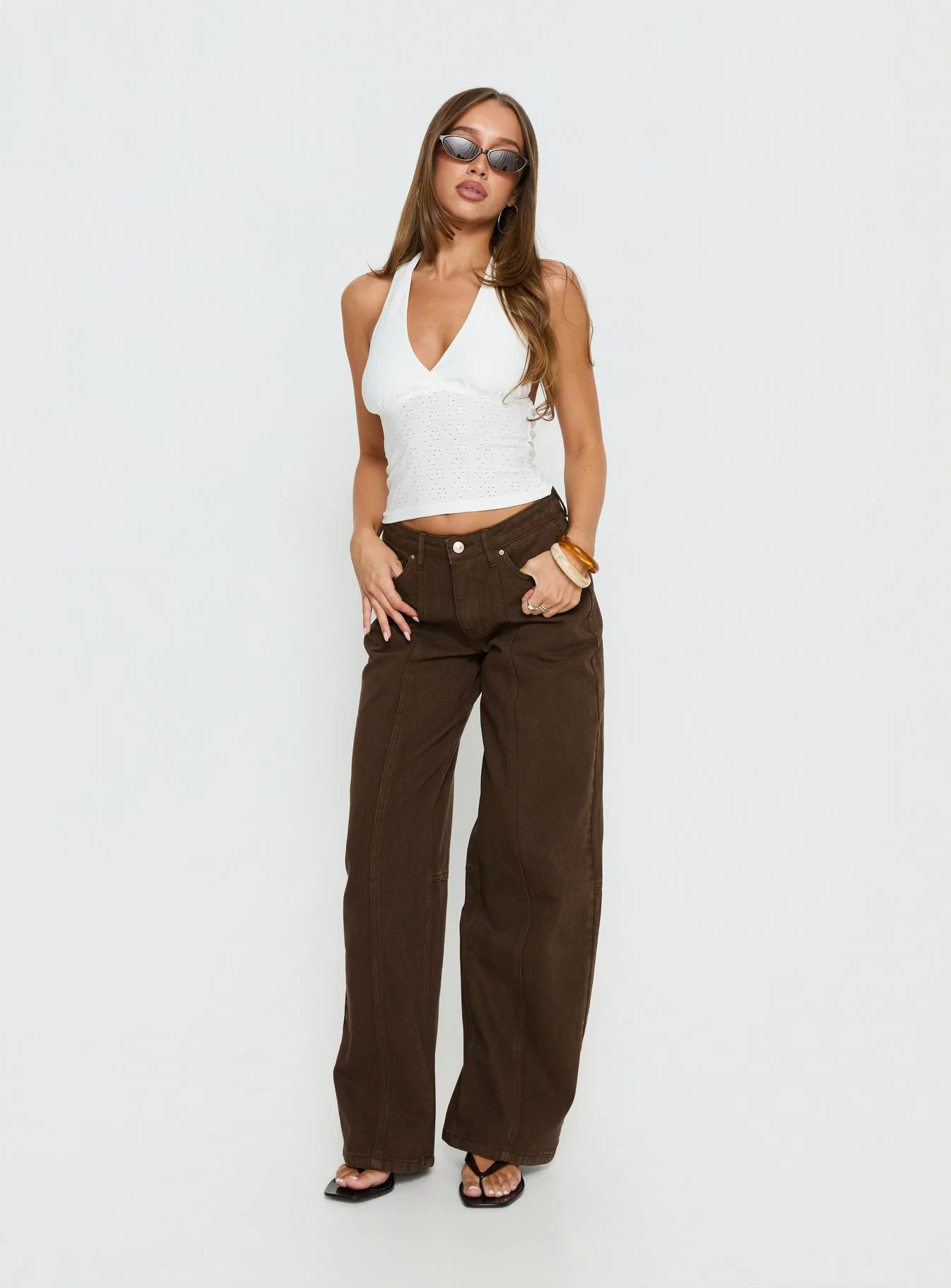 Whimsy Embroidered Halter Top White