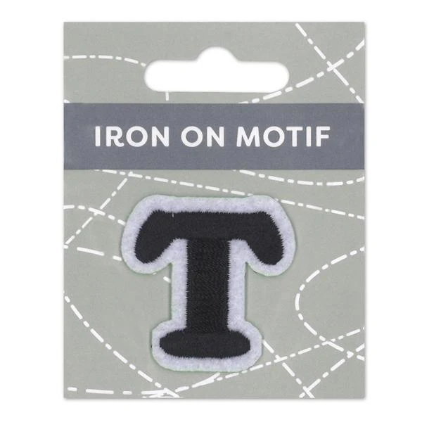 Sullivans Iron On Motif, Black T- 35mm