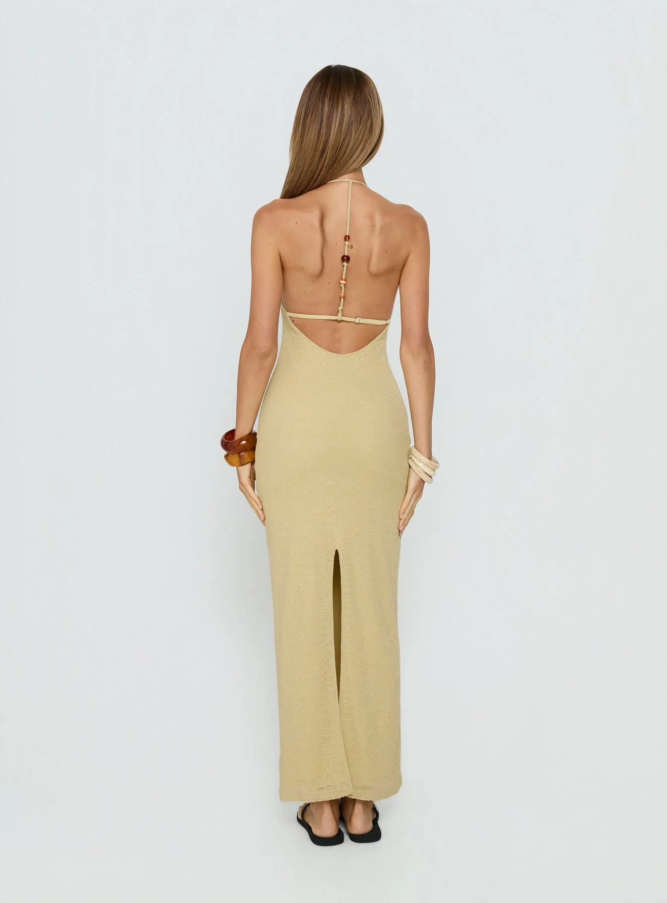 Be The One Beaded Low Back Maxi Dress Sage Green
