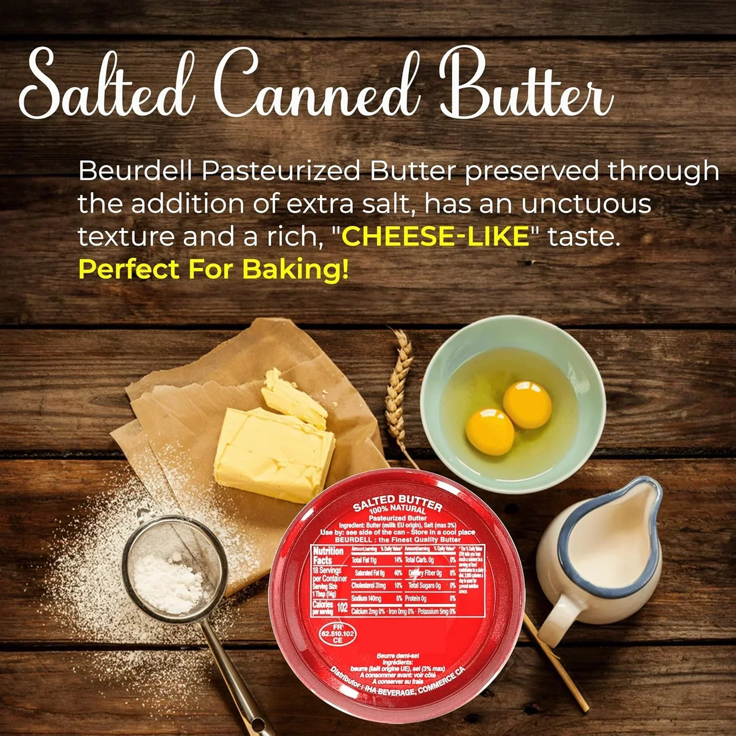 Beurdell Canned French Butter �m?100% Natural Salted Pasteurized Real Butter Long Shelf Life Emergency Survival Food