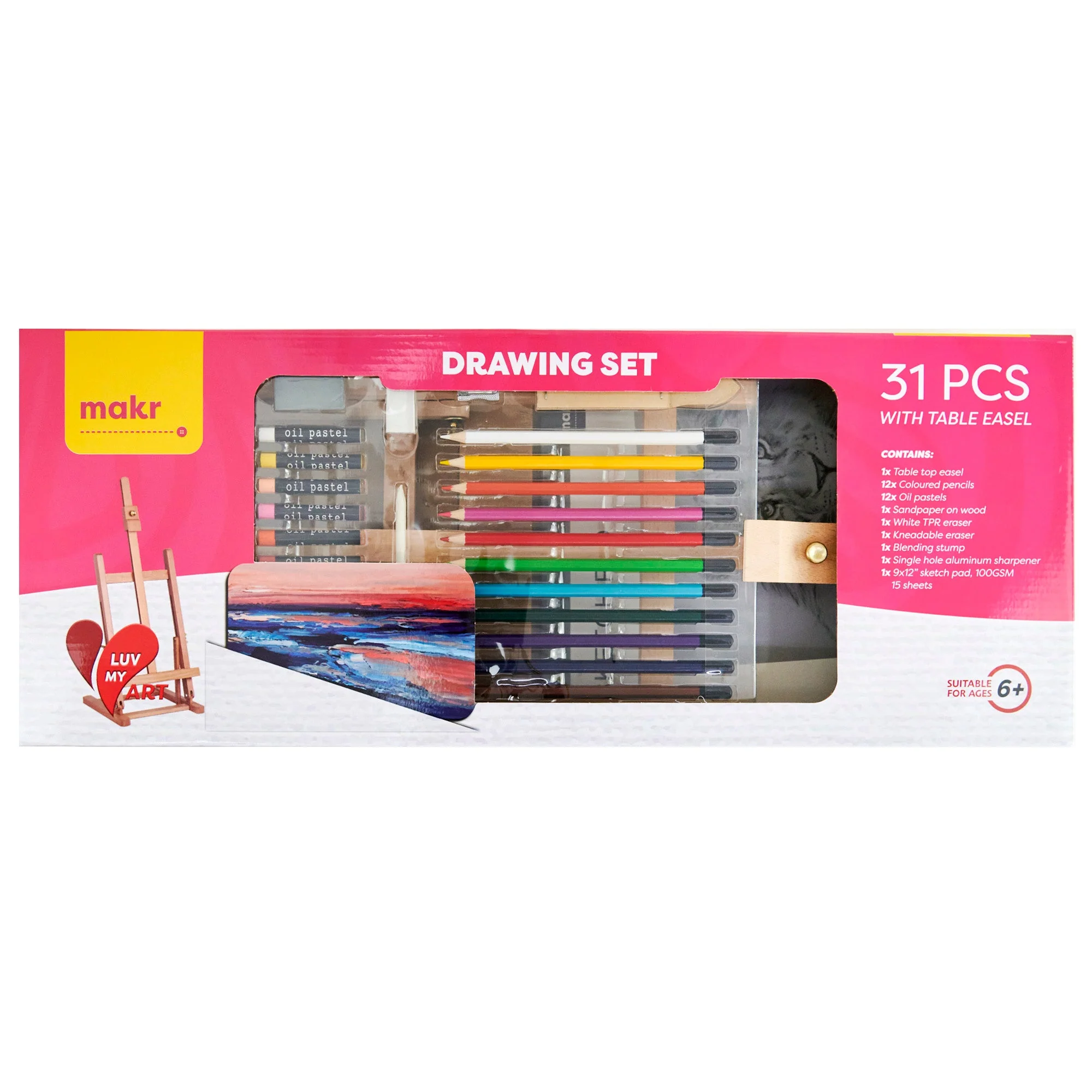 Makr I Love Art Drawing Set With Easel- 31pc