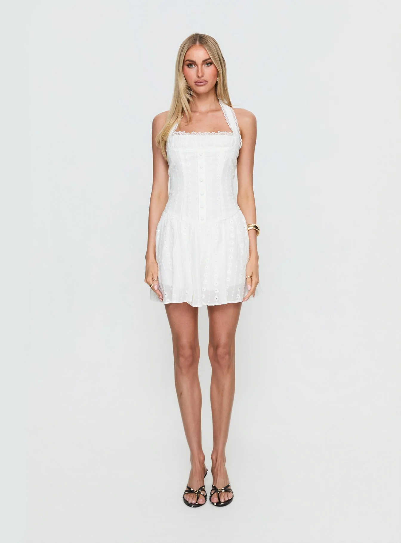 Candy Clouds Halter Playsuit White