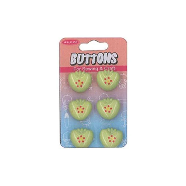 Sullivans Plastic Button, Green Strawberry