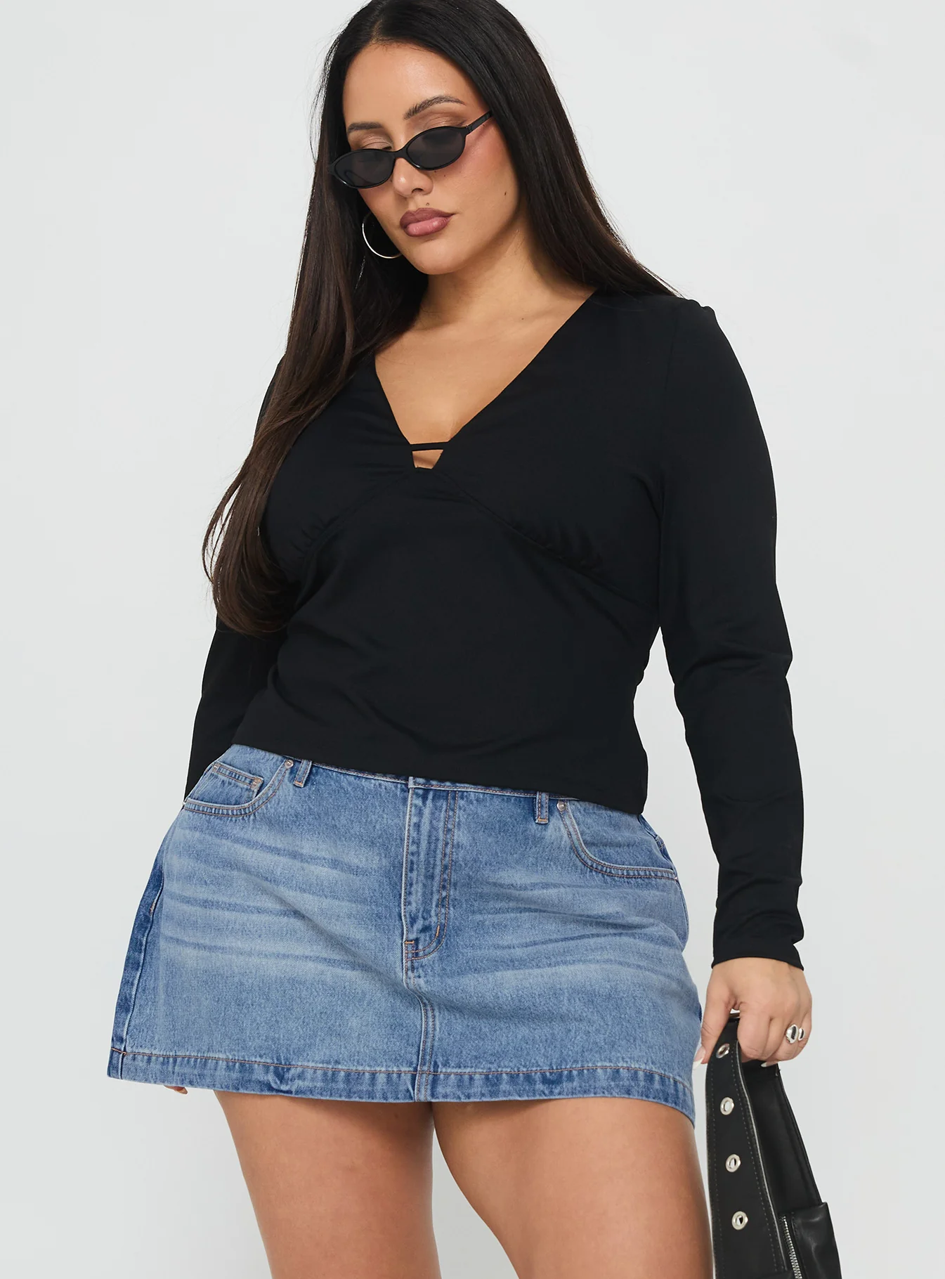 Fossils Denim Mini Skirt Blue Curve